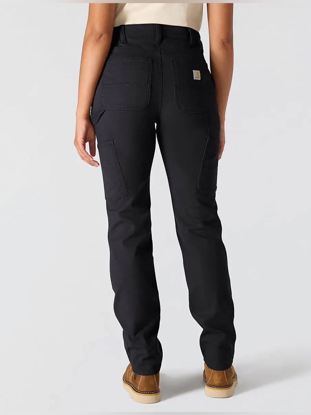 NWT Carhartt Wo’s 12 REG Rugged Flex Loose Fit Canvas Double-Front Work Pant BLK